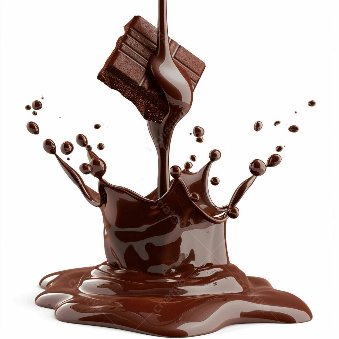 Chocolate derretendo em splash