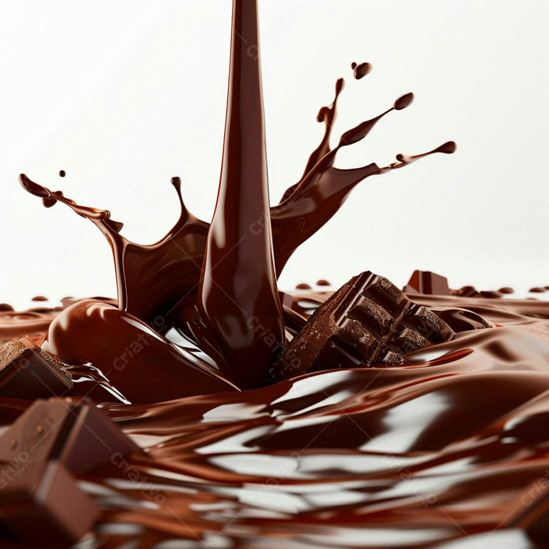 Chocolate derretendo em pedaços