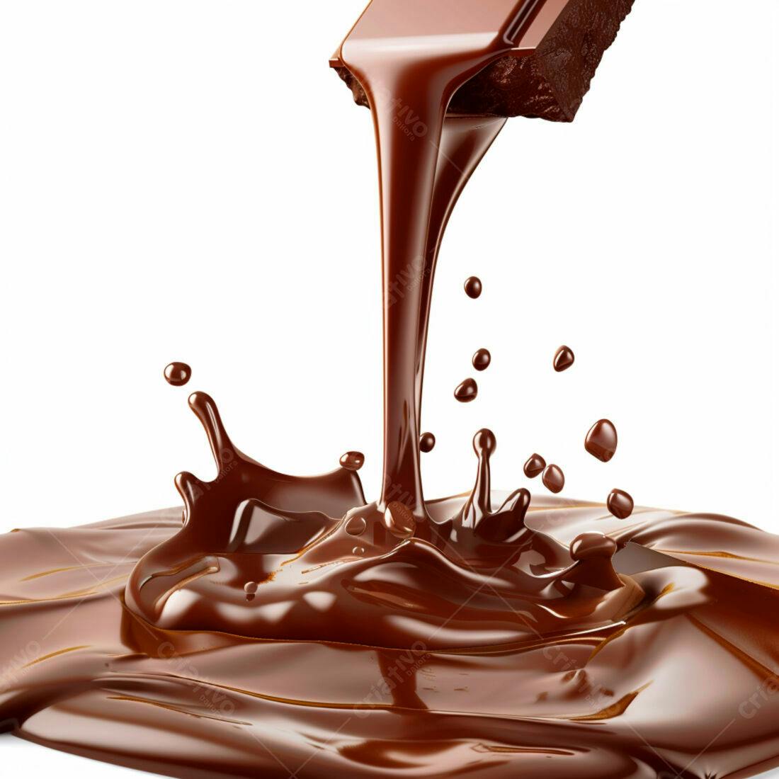 Chocolate derretendo com respingos