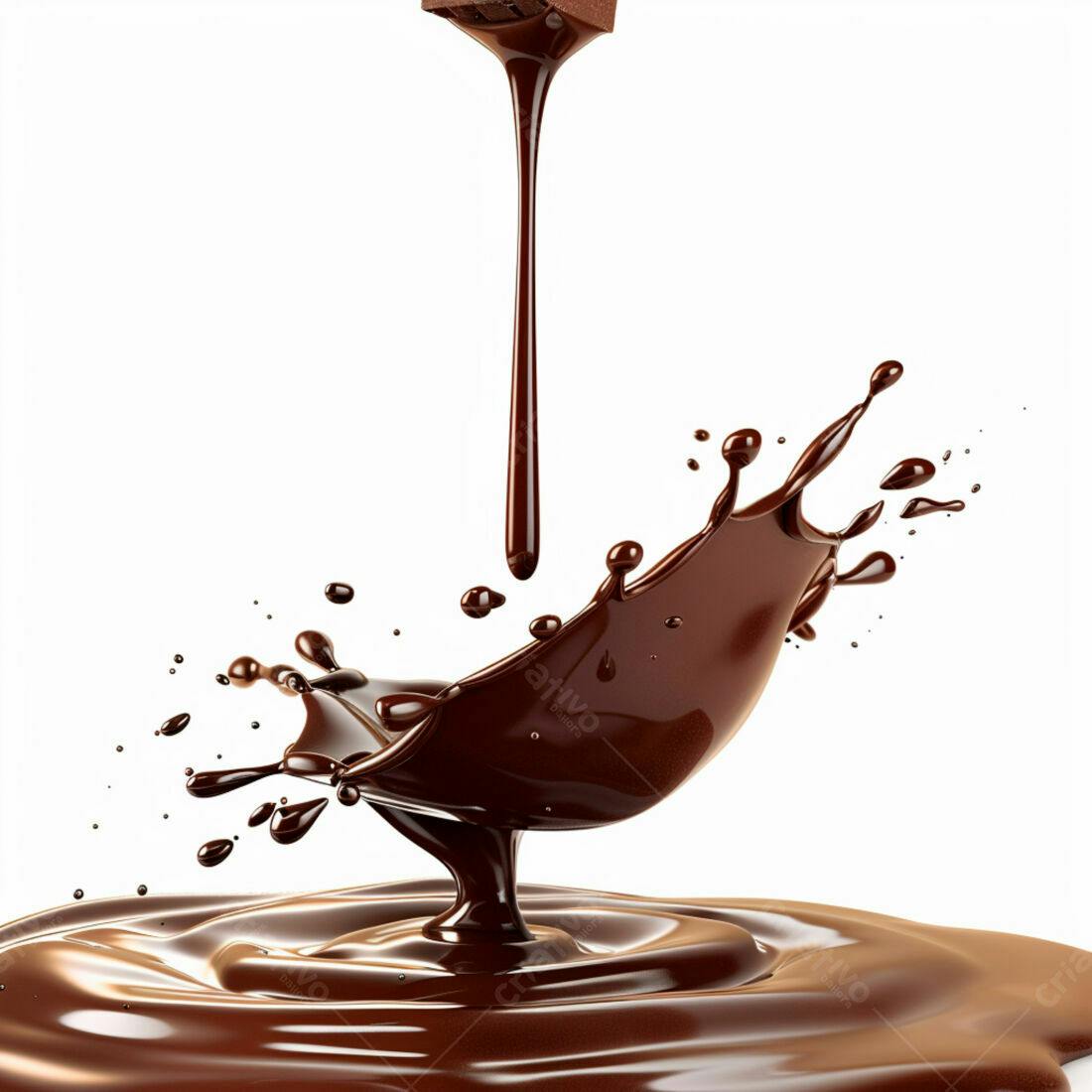 Chocolate derretendo em splash