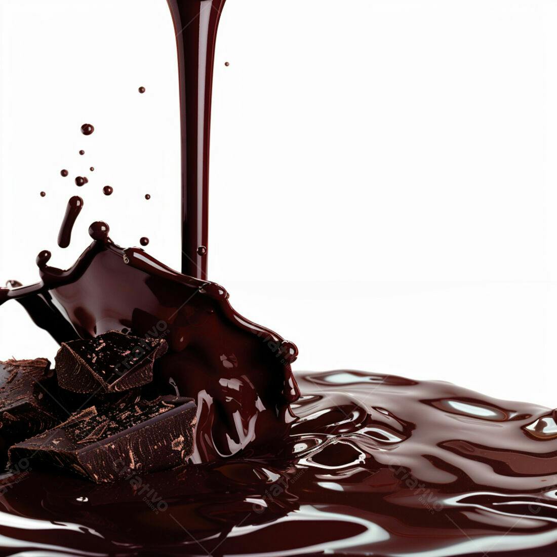Chocolate derretendo com pedaços