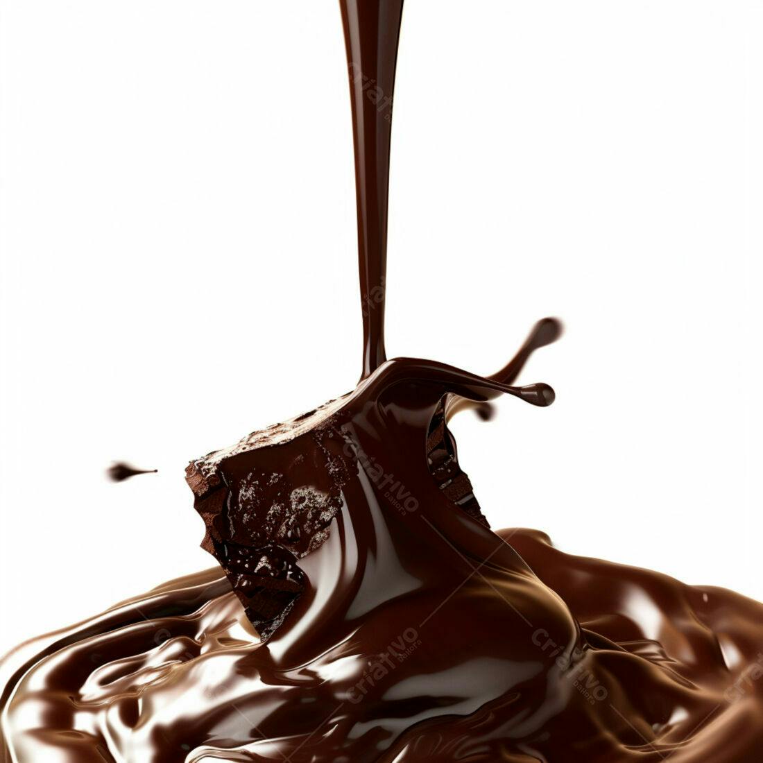 Chocolate derretendo sobre bloco de chocolate
