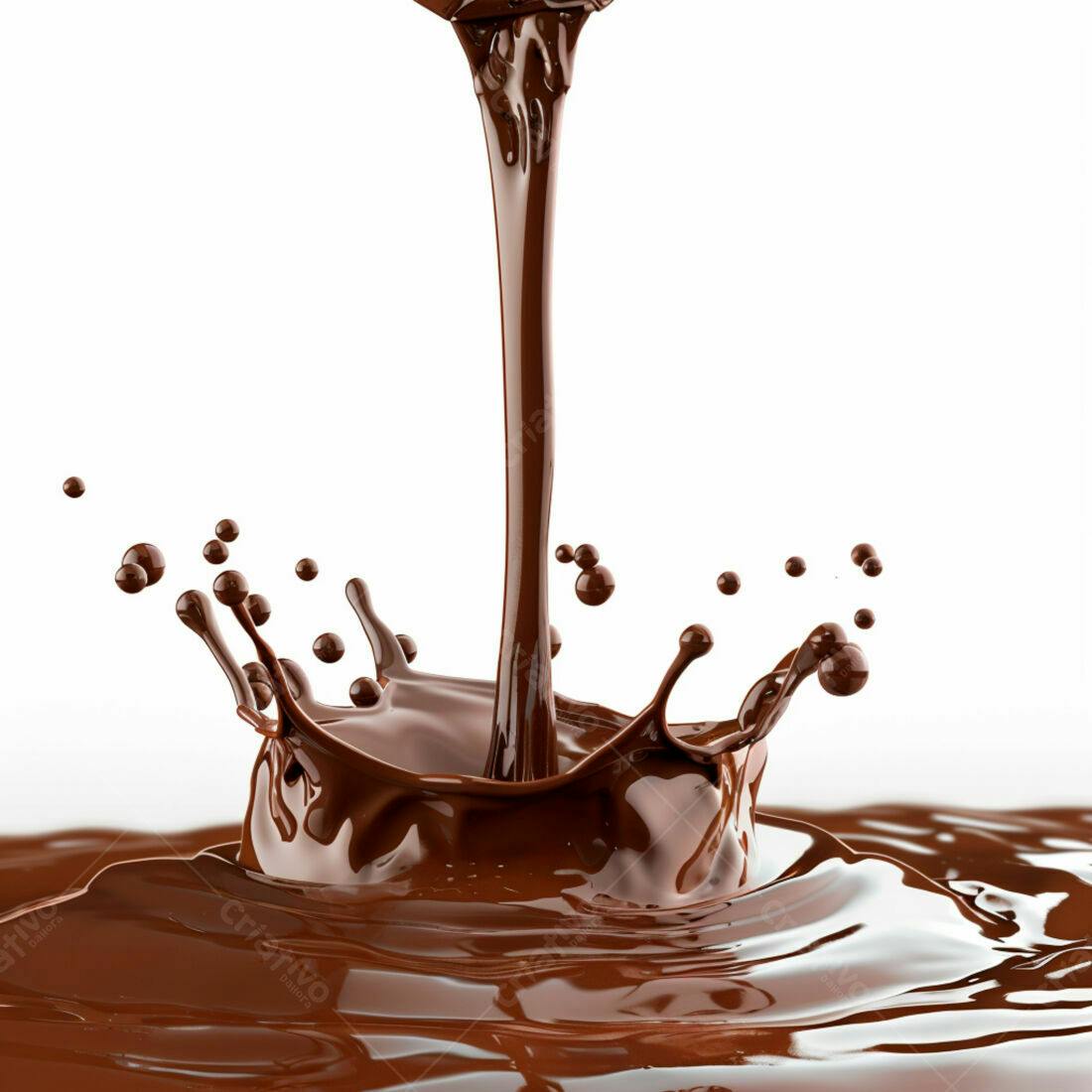 Chocolate derretendo em splash