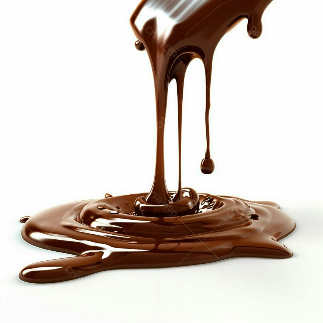 Chocolate derretendo fundo branco