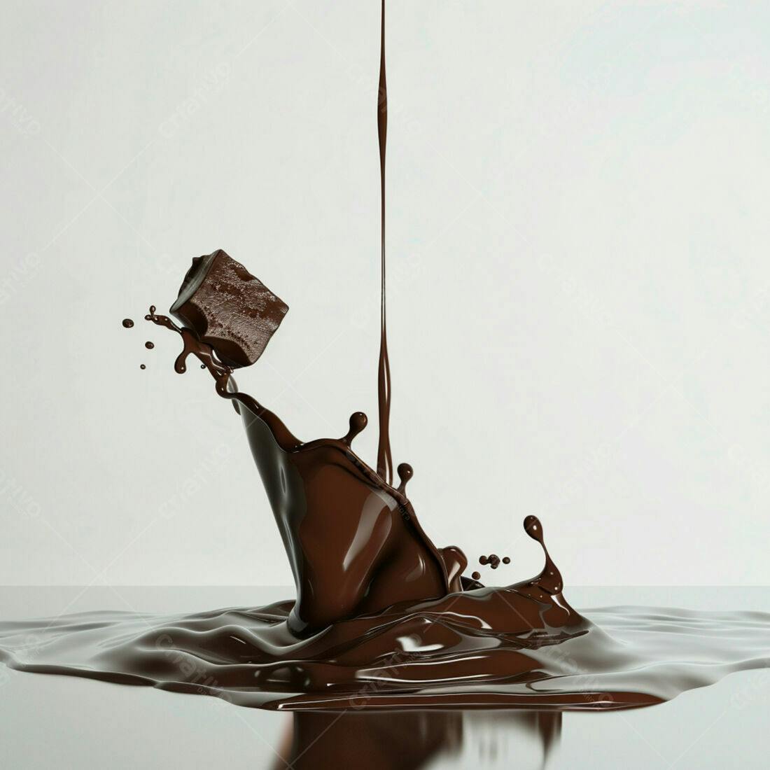 Chocolate derretendo em cubo de chocolate