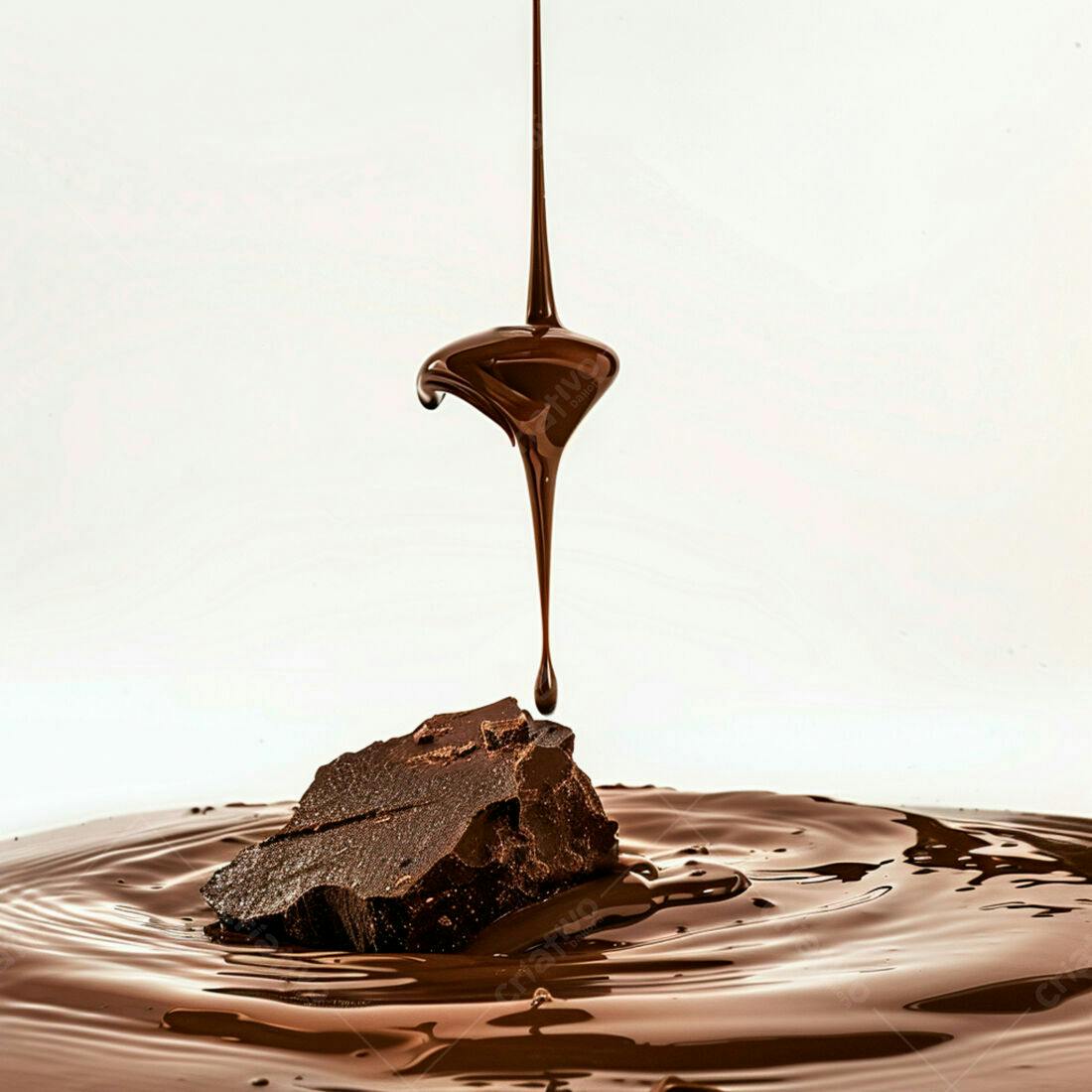 Chocolate derretendo sobre pedaço de chocolate