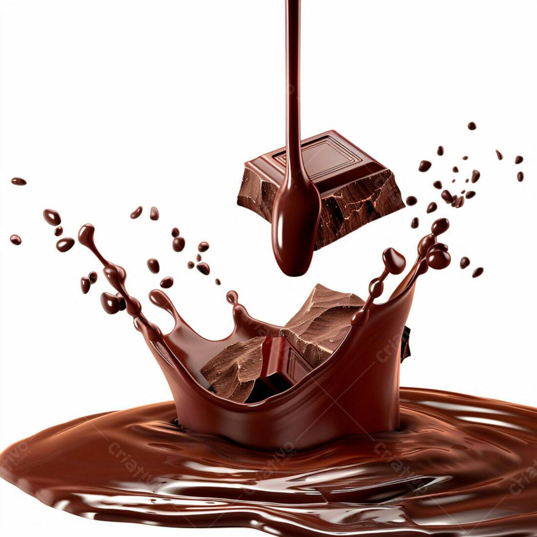 Chocolate derretendo em pedaços