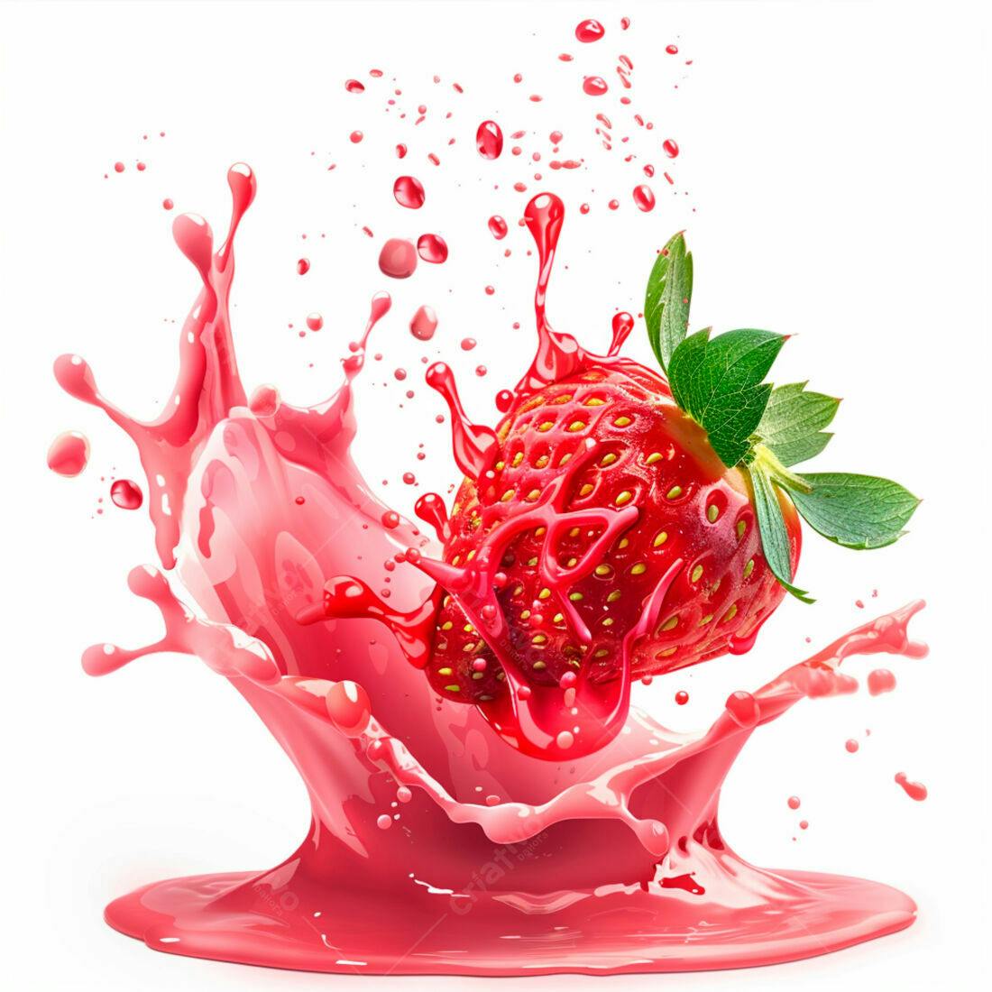 Morango em Splash de Suco Vermelho
