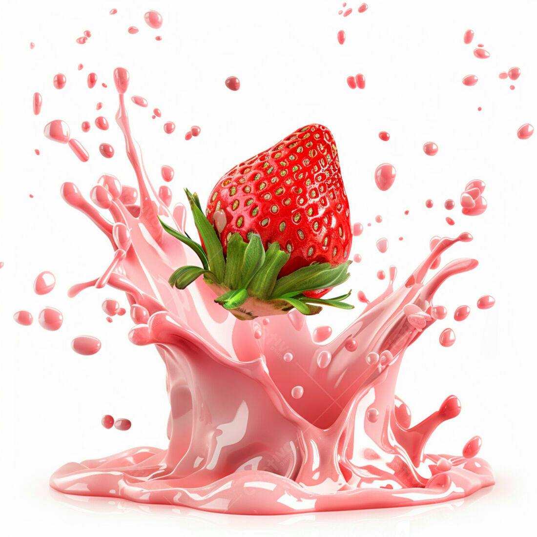 Morango em Splash de Leite Rosa
