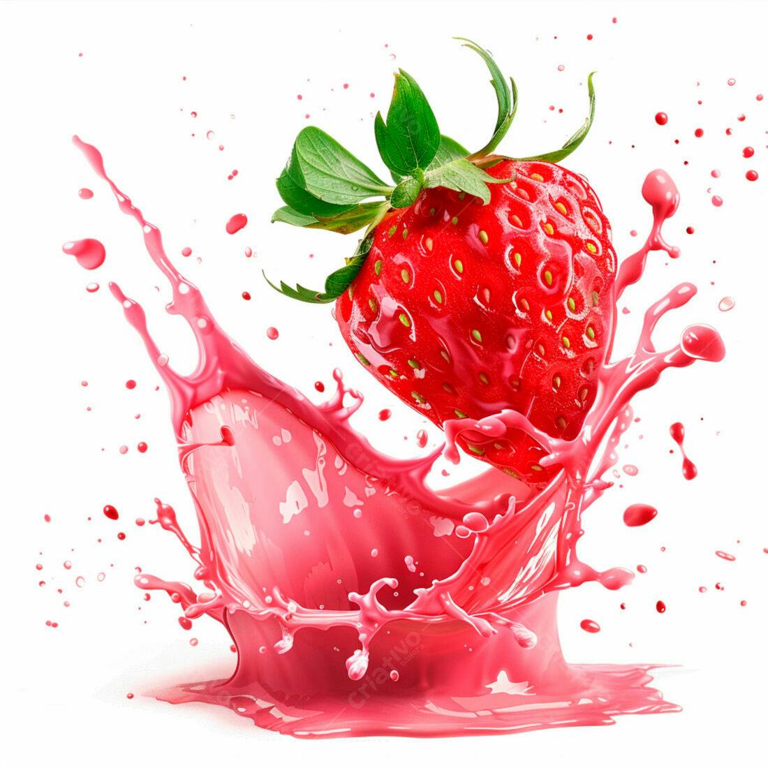 Morango em Splash Rosa