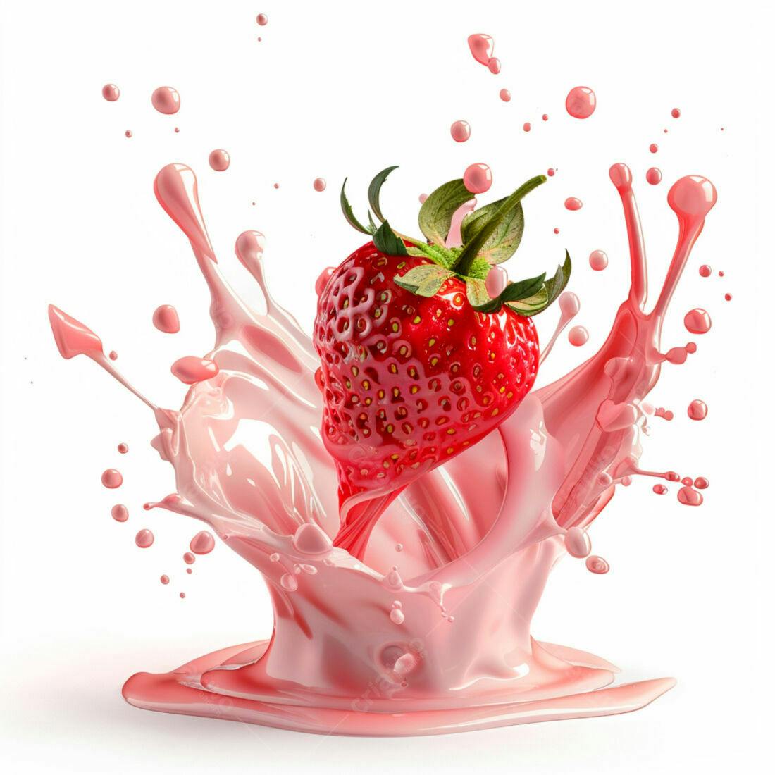 Morango em Splash Rosa