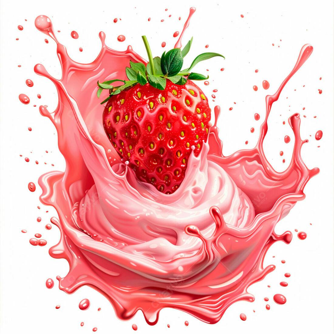 Morango em Splash de Suco Rosa