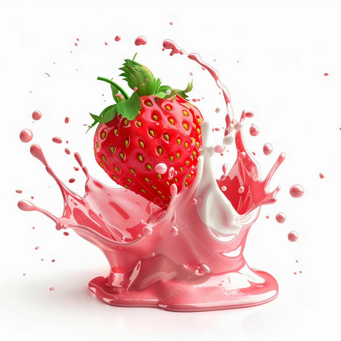 Morango em Splash Rosa e Branco