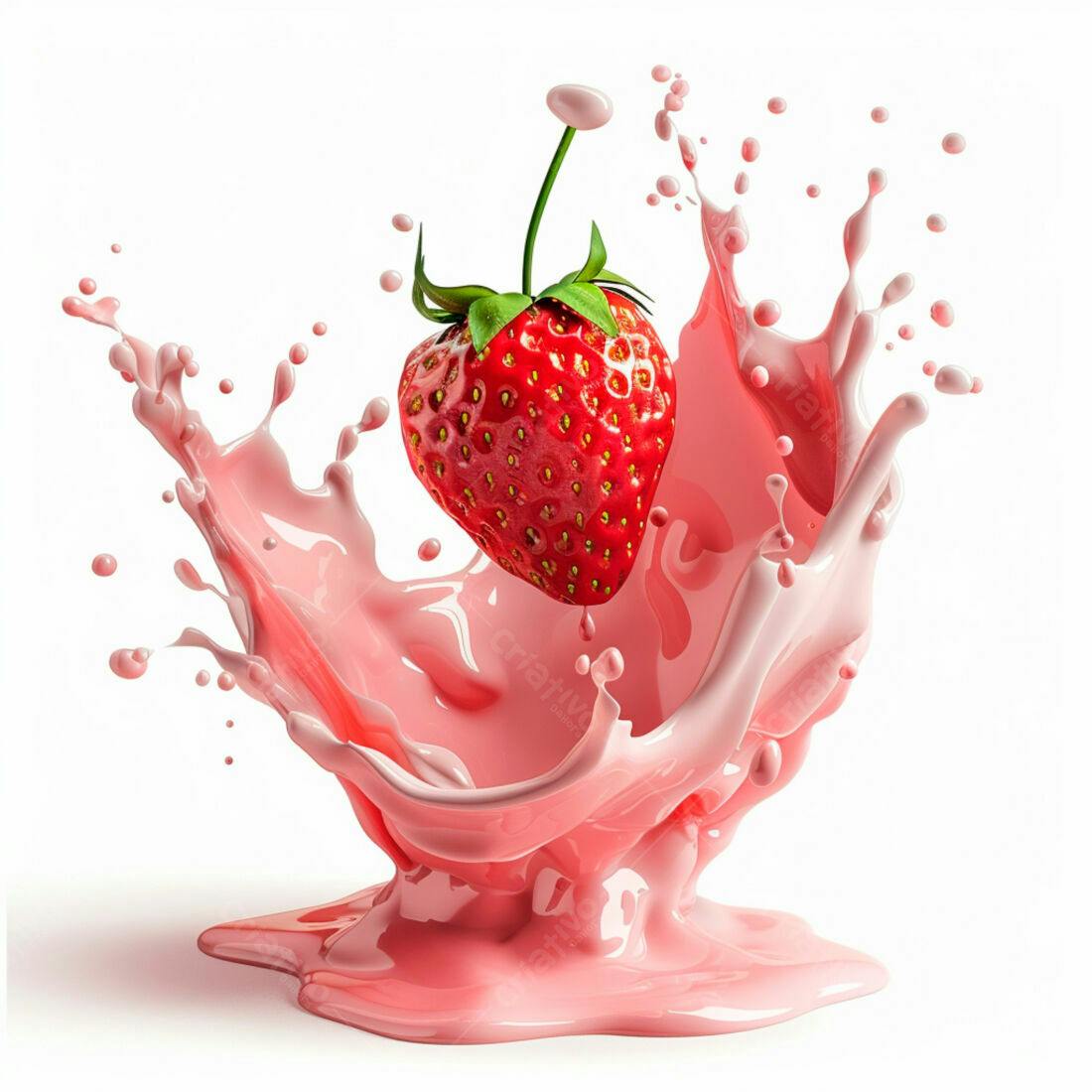 Morango em Splash Rosa de Leite