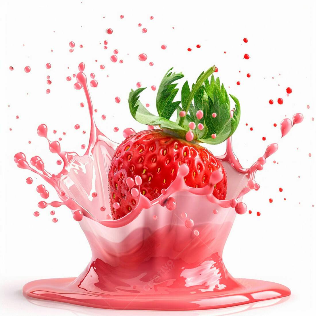 Morango em Splash Rosa