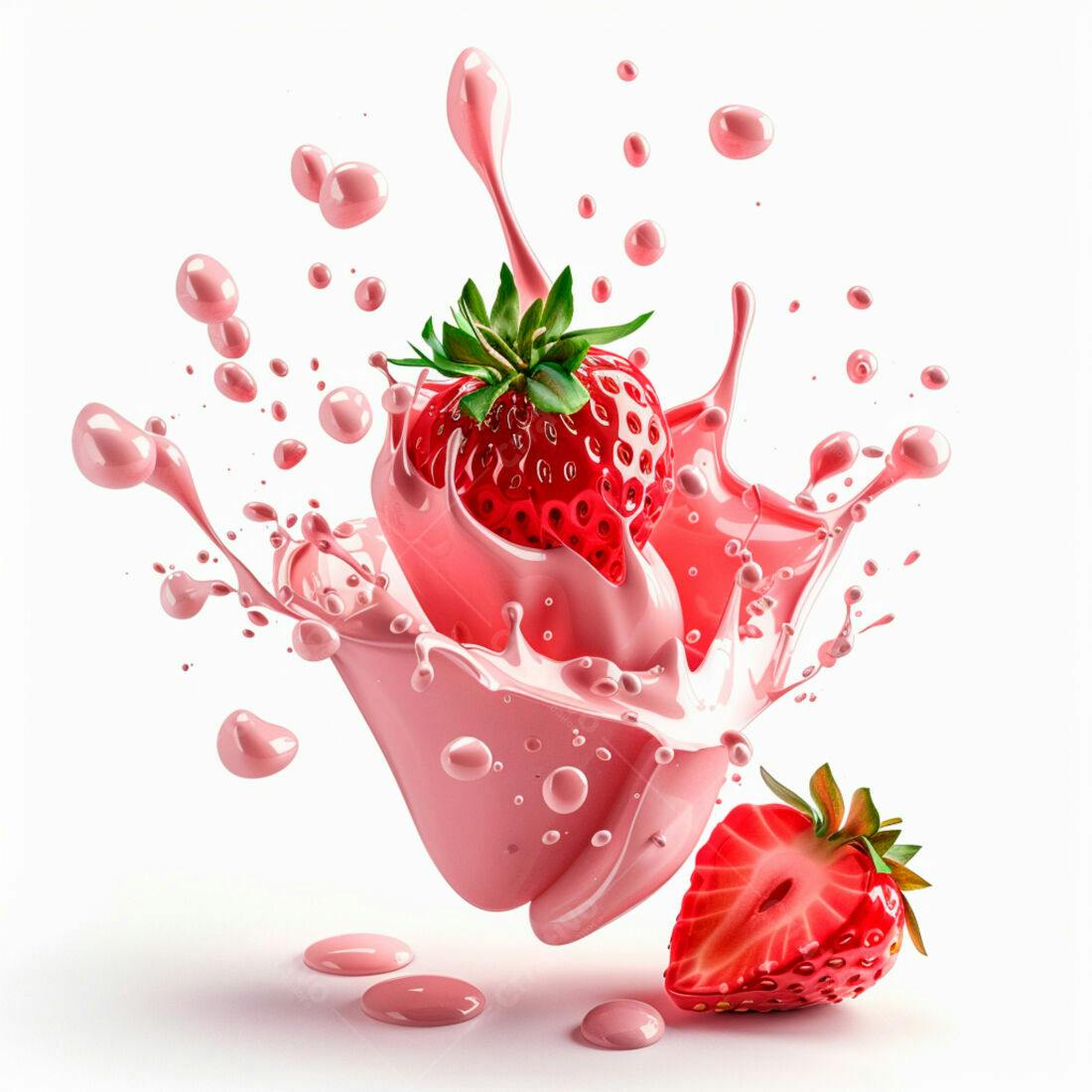 Morango em Splash de Suco Rosa