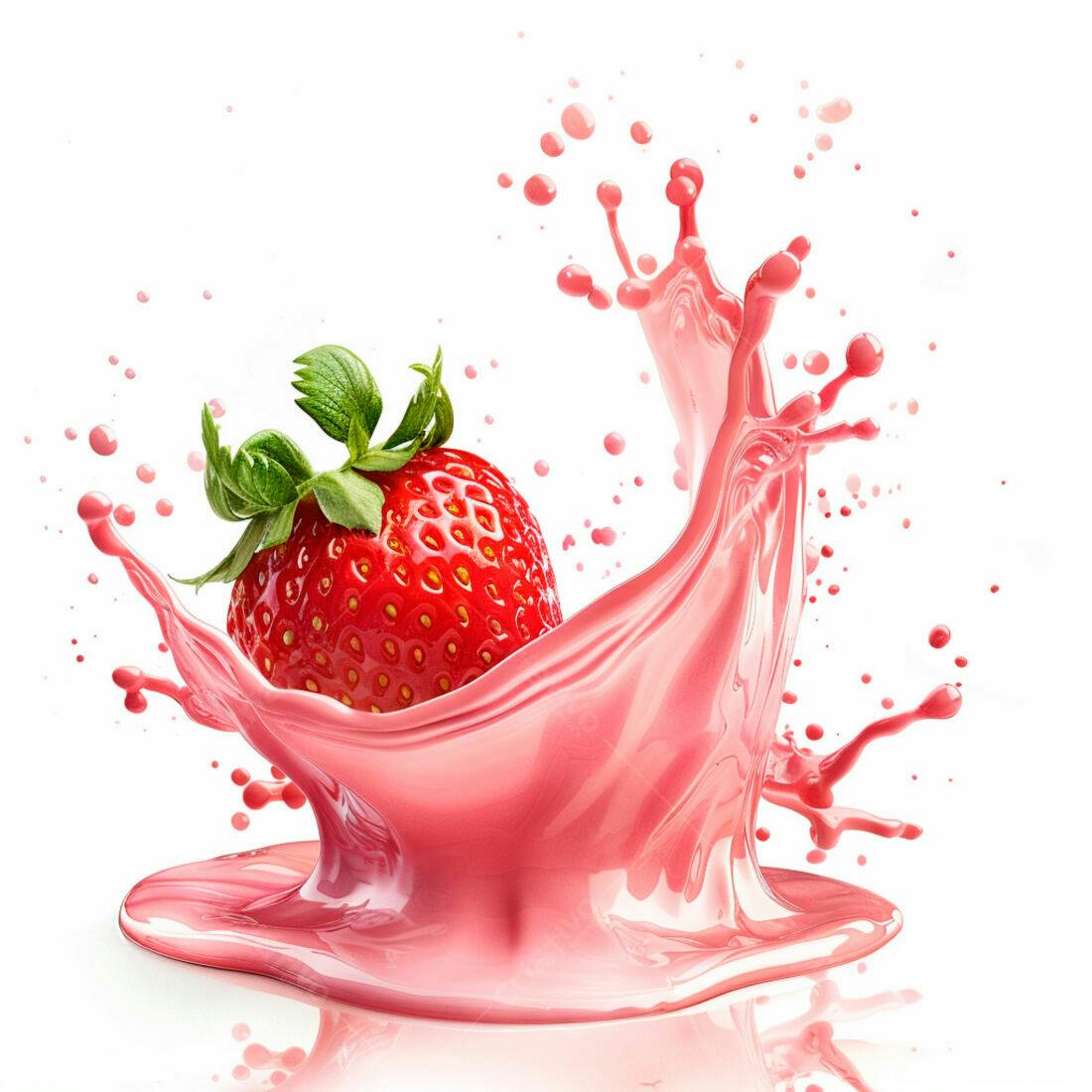 Morango em Splash de Suco Rosa