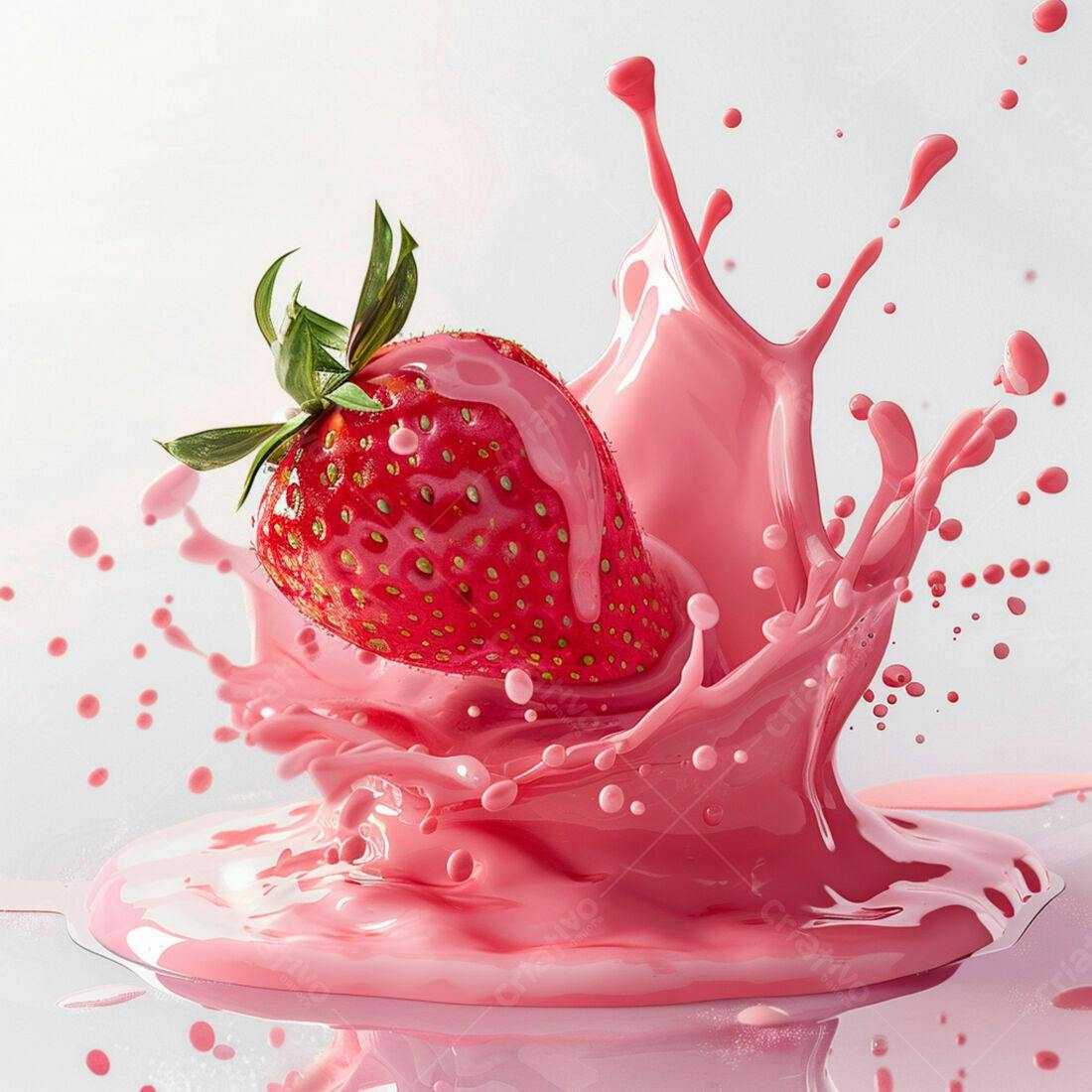 Morango em Splash Rosa