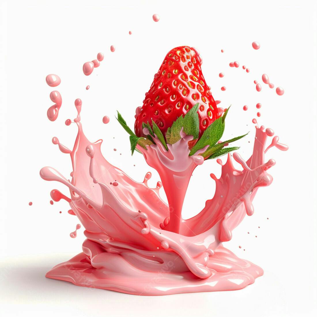 Morango em Splash Rosa