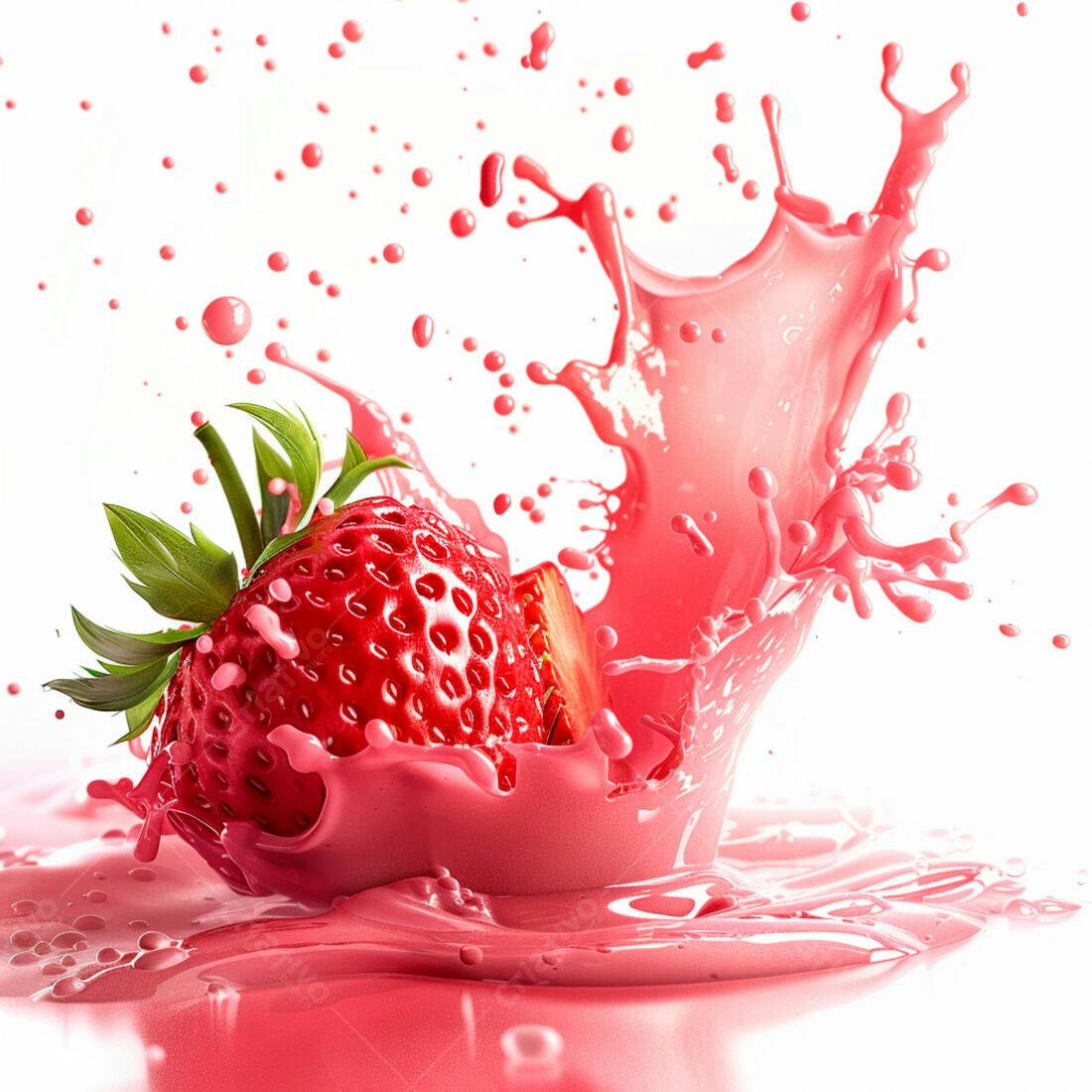 Morango em Splash de Suco Rosa
