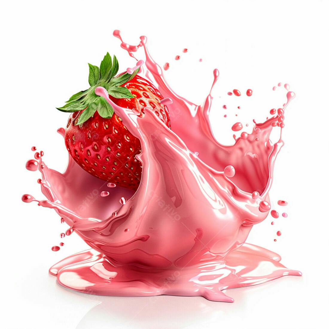 Morango em Splash Rosa