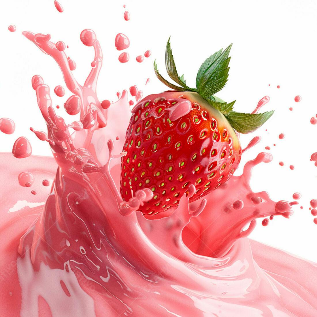 Morango em Splash de Suco Rosa