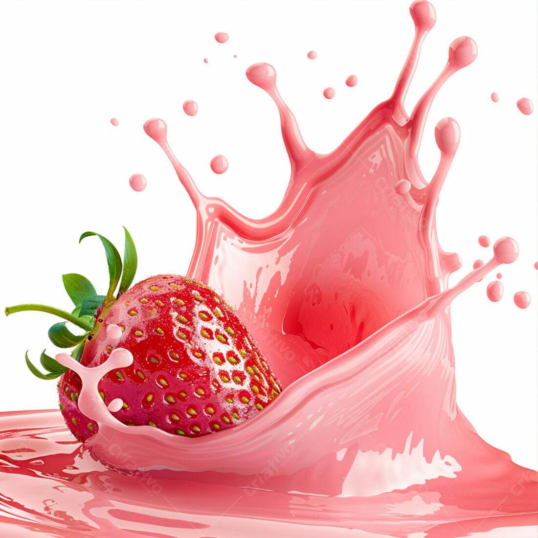 Morango em Splash de Suco Rosa