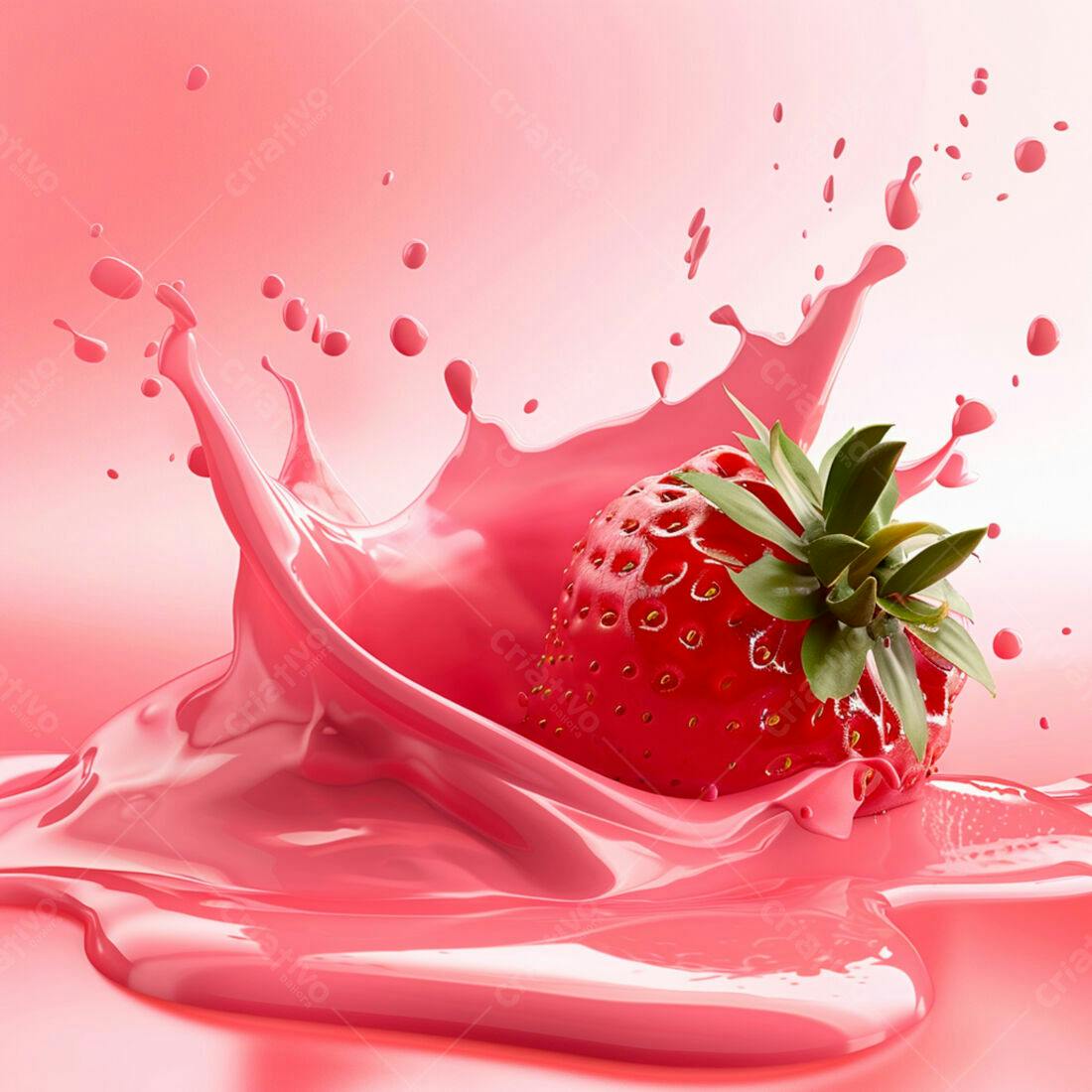 Morango em Splash Rosa vibrante
