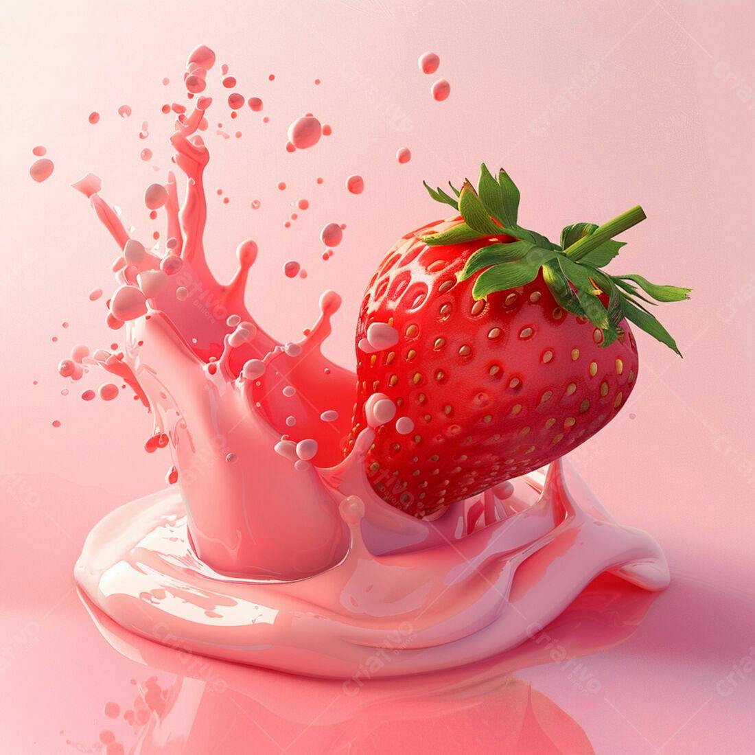 Morango em Splash Rosa