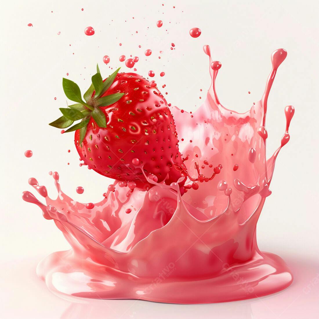 Morango em Splash Rosa
