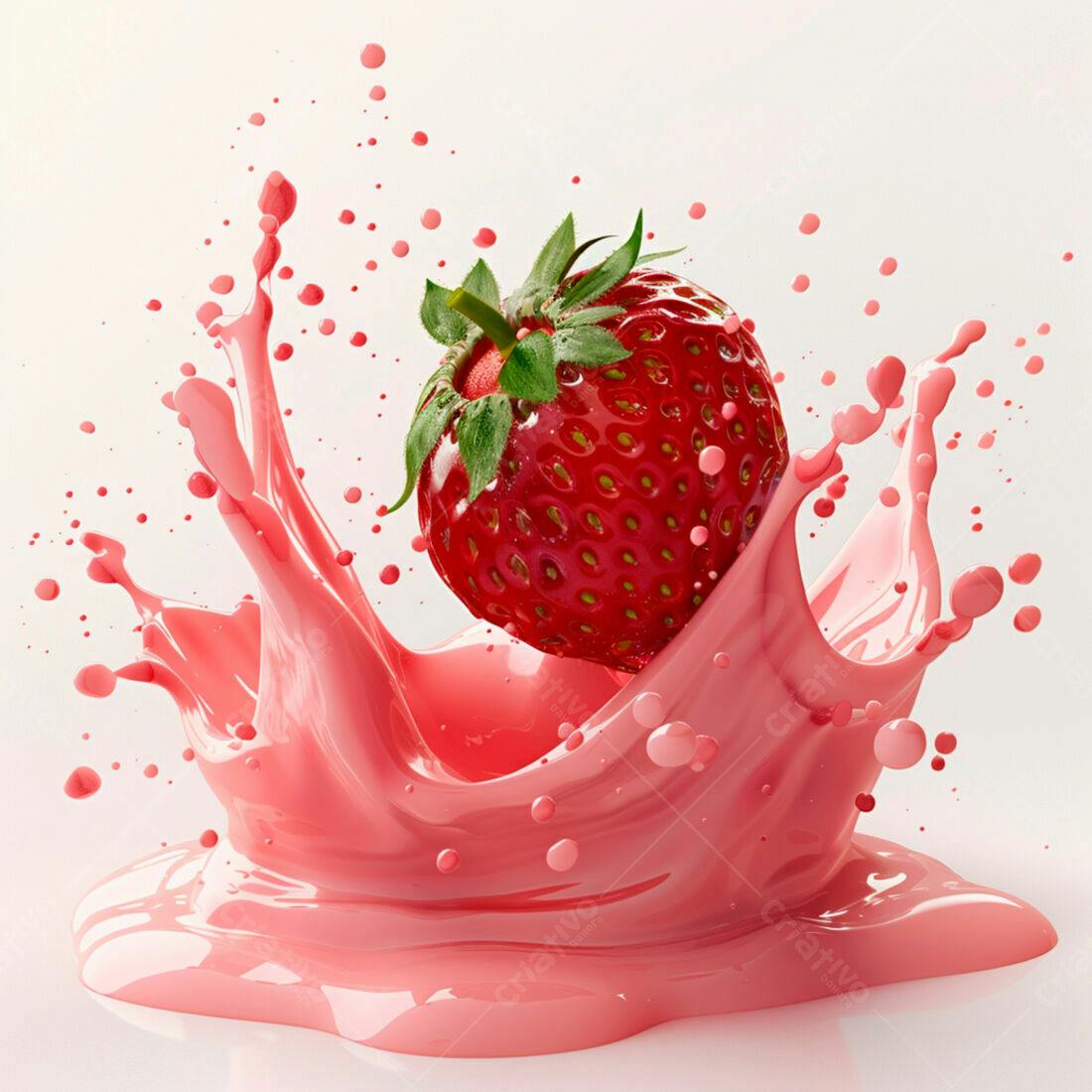 Morango em Splash Rosa