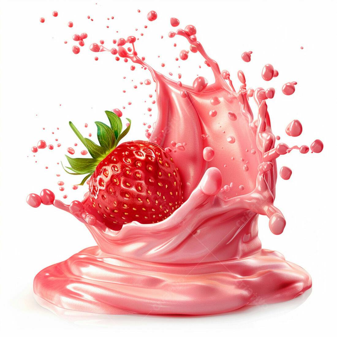Morango em Splash de Smoothie Rosa