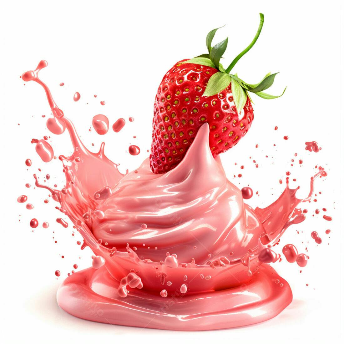 Morango em Splash de Iogurte Rosa