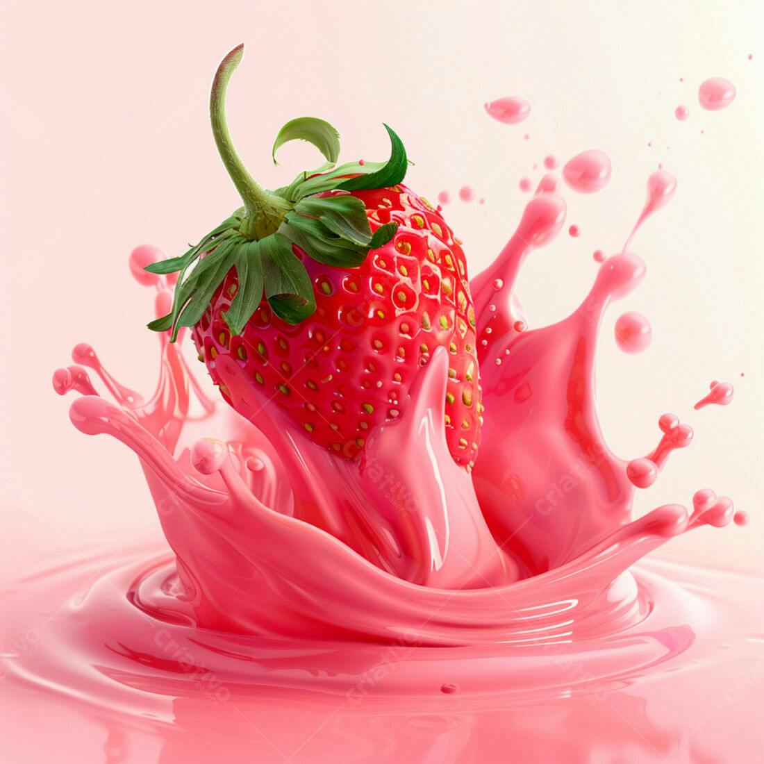 Morango em Splash Rosa