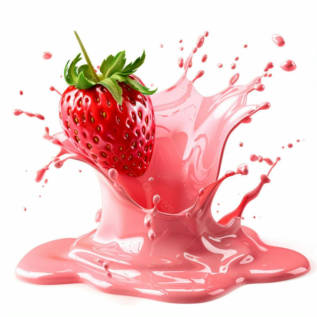 Morango em Splash Rosa de Suco