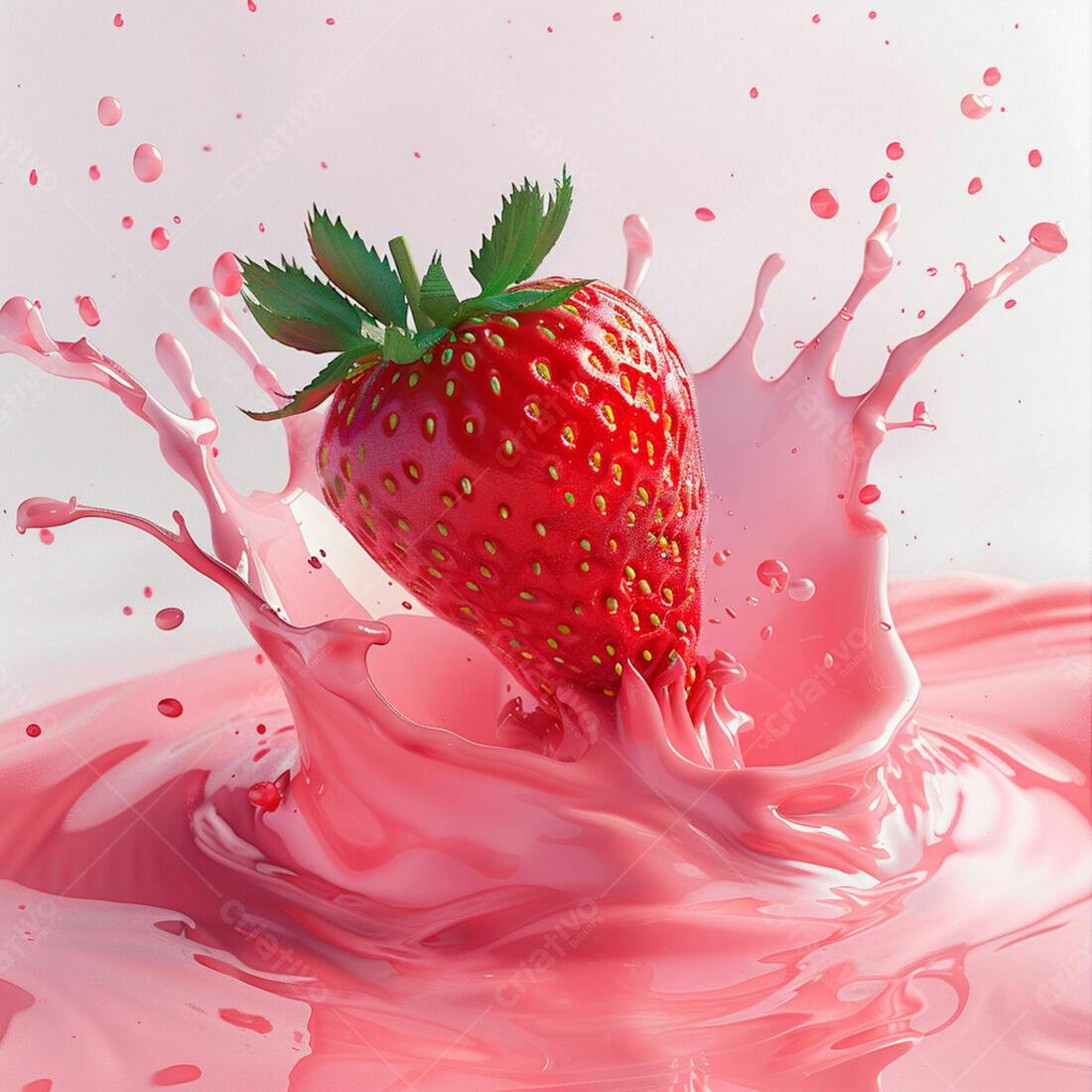 Morango em Splash Rosa