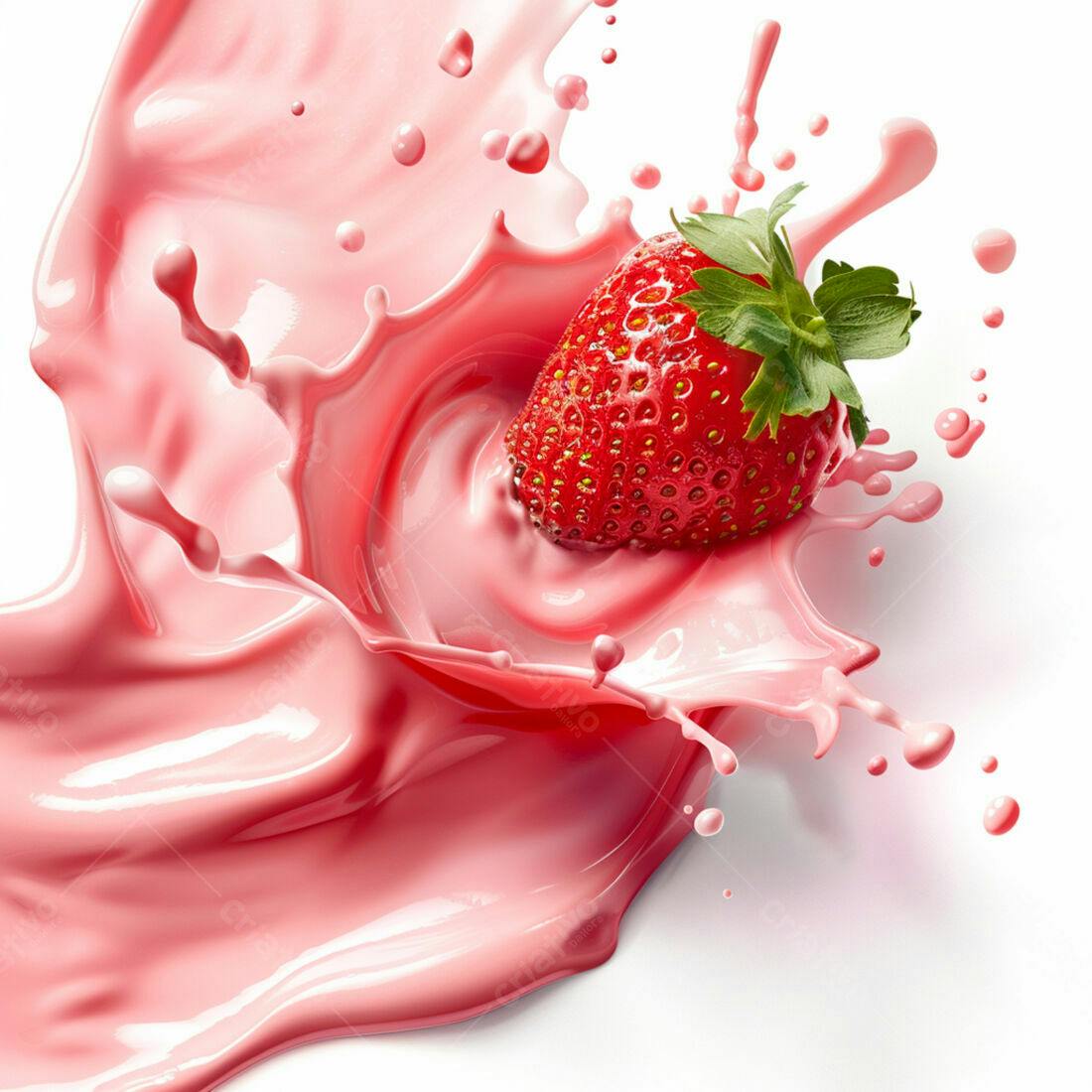 Morango em Splash Rosa de Leite