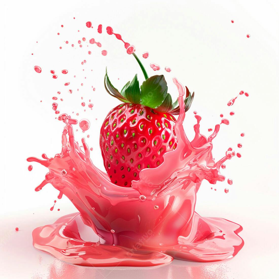 Morango em Splash de Suco Rosa