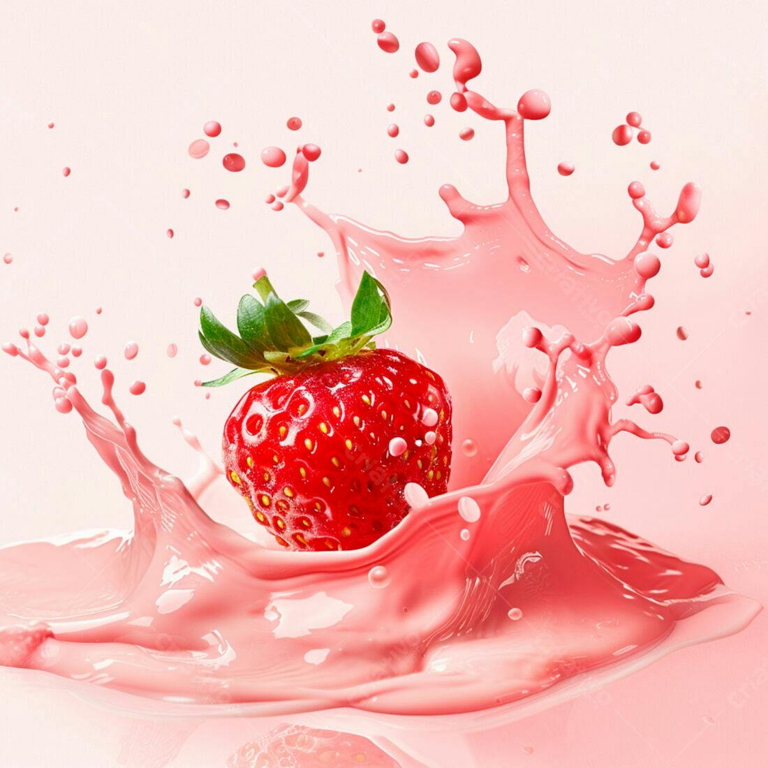 Morango em Splash Rosa