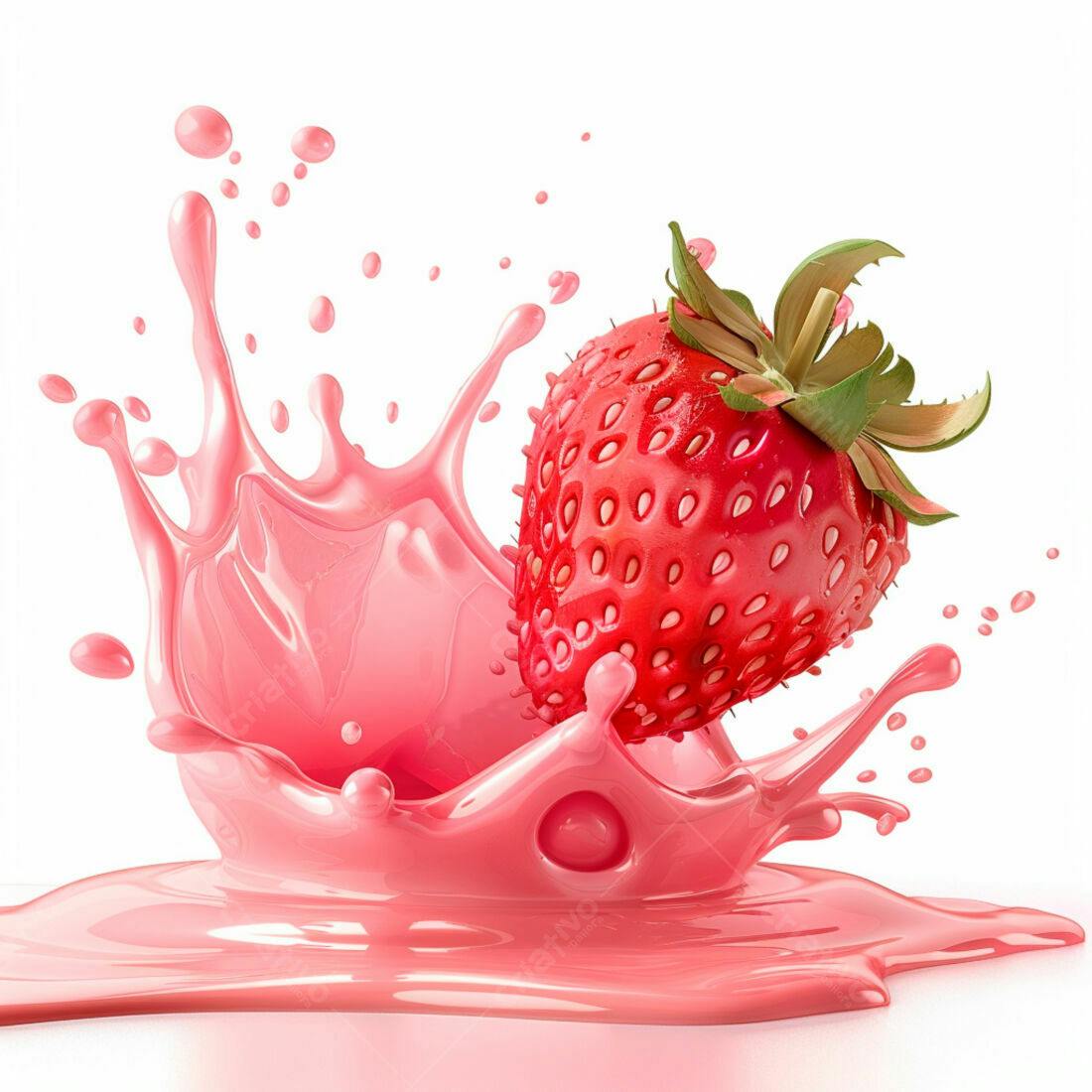 Morango em Splash Rosa