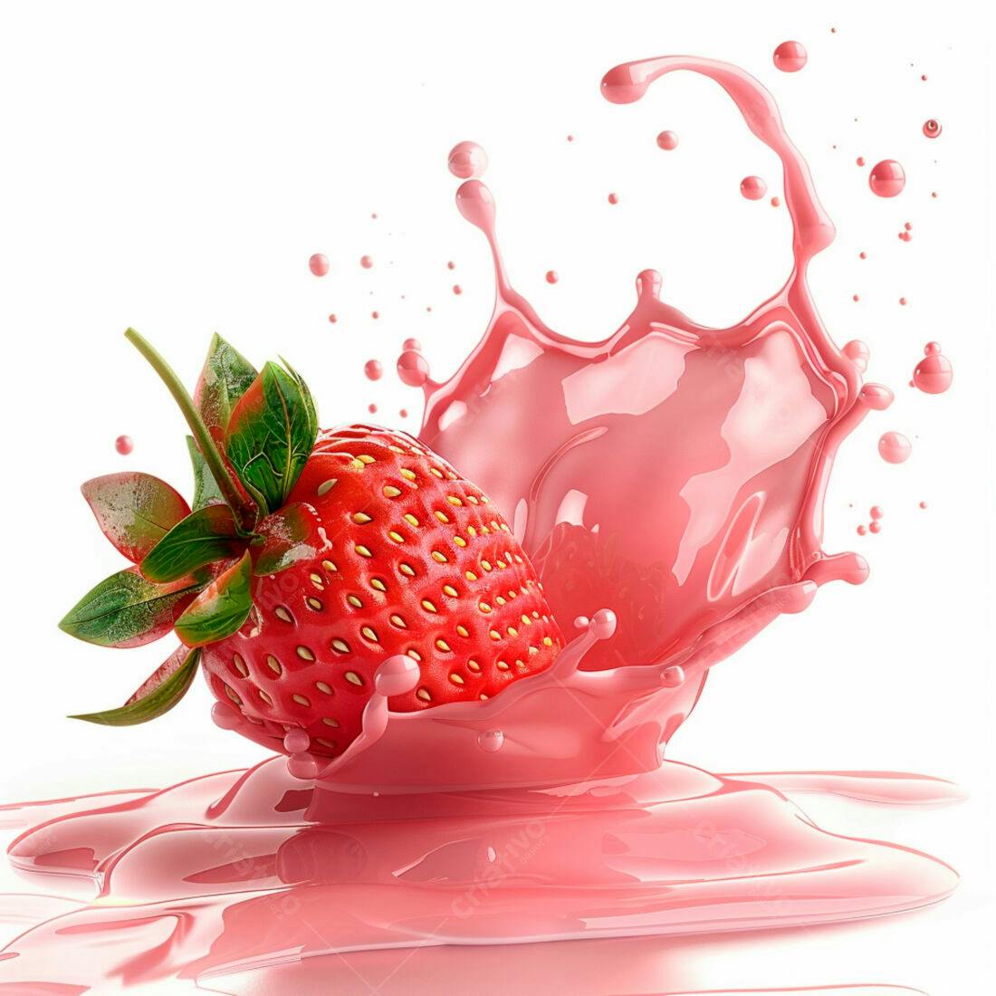 Morango em Splash Rosa de Suco