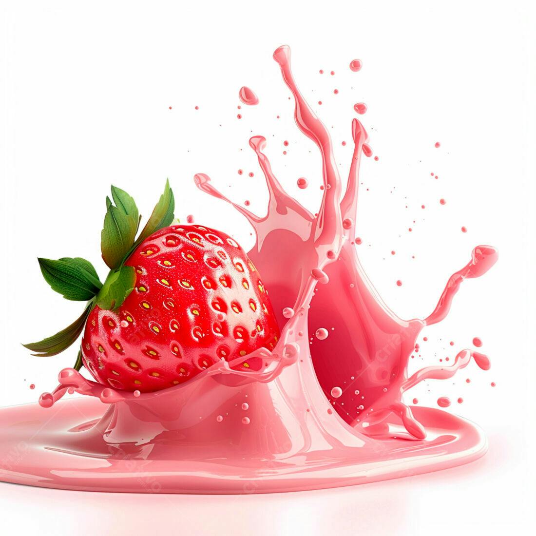 Morango em Splash de Suco Rosa