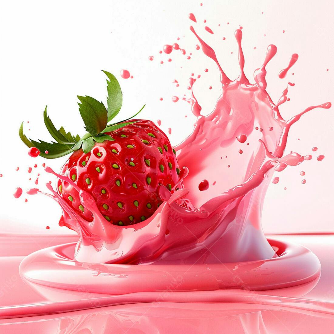 Morango em Splash Rosa vibrante