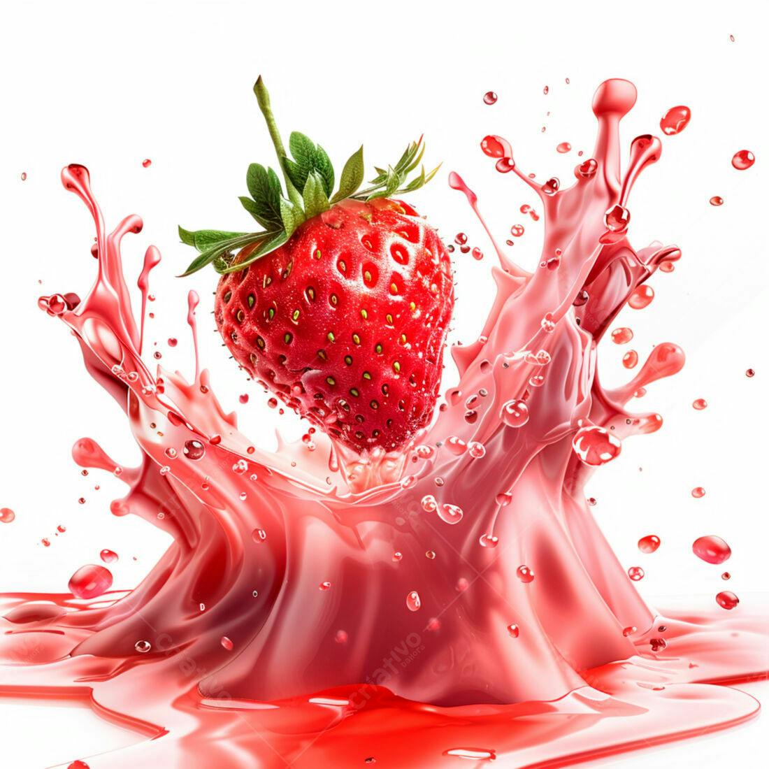 Morango em Splash de Suco Vermelho