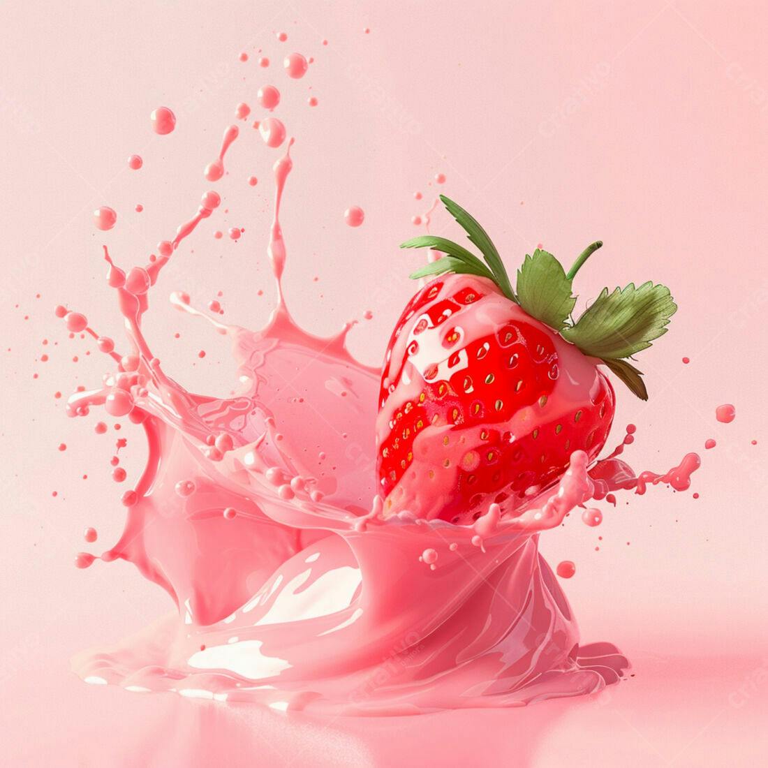 Morango em Splash Rosa