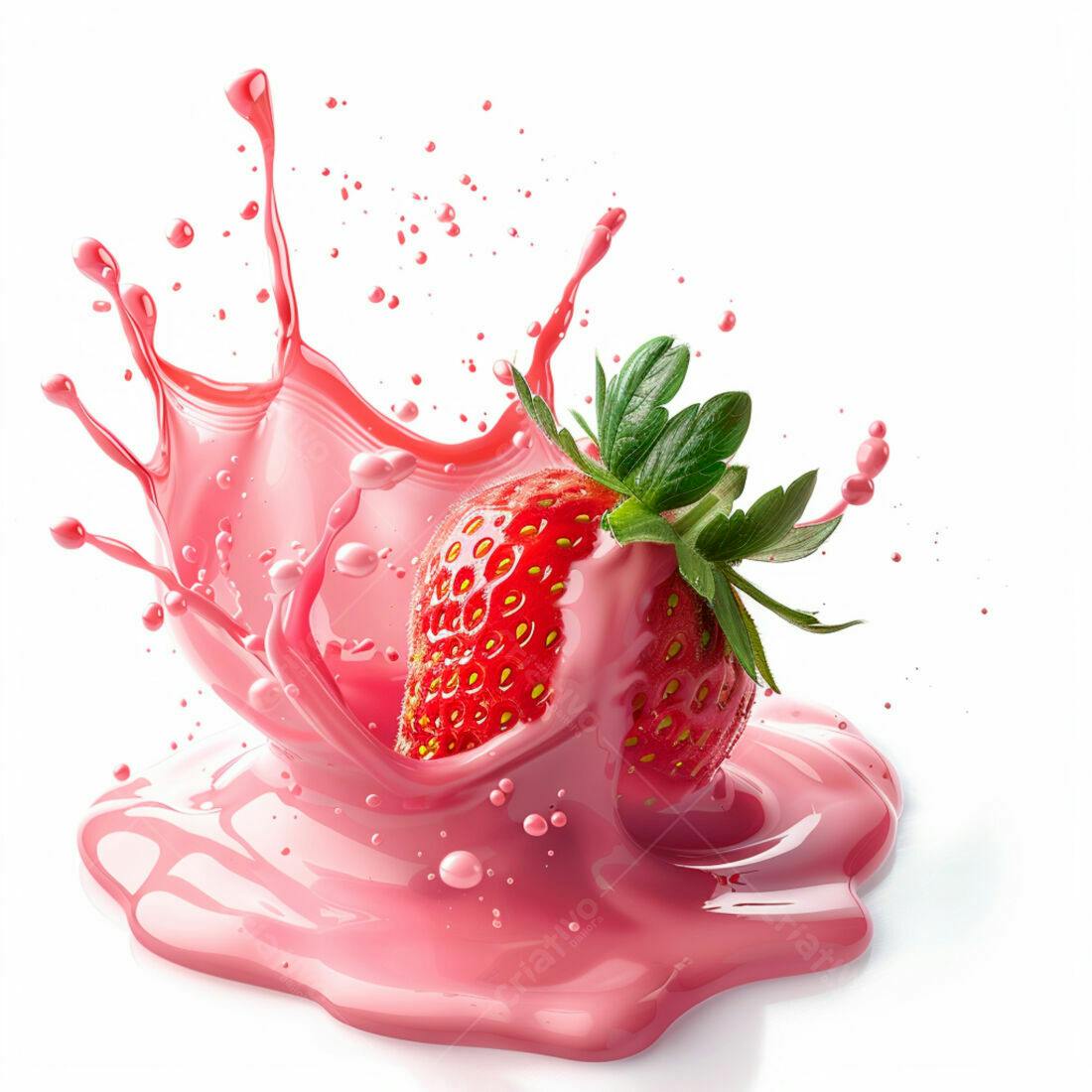 Morango em Splash de Smoothie Rosa