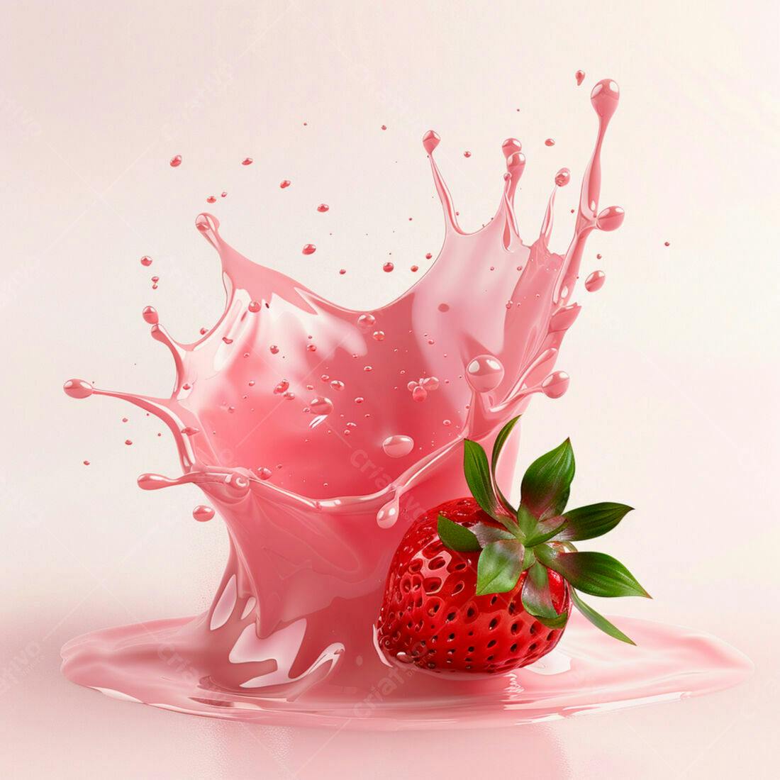 Morango e Splash de Suco Rosa