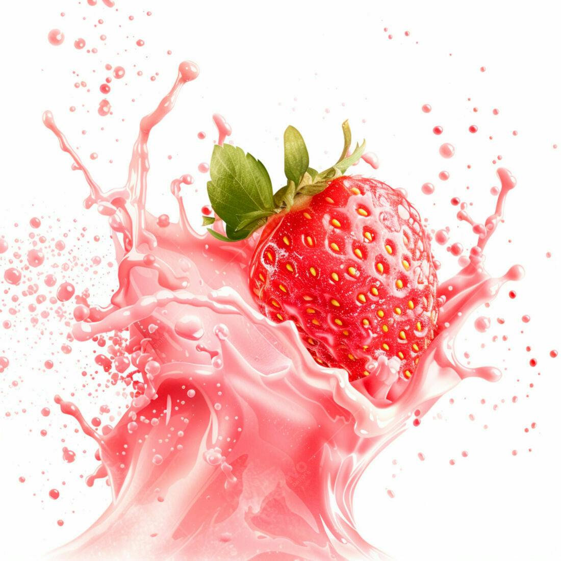Morango em explosão de suco rosa
