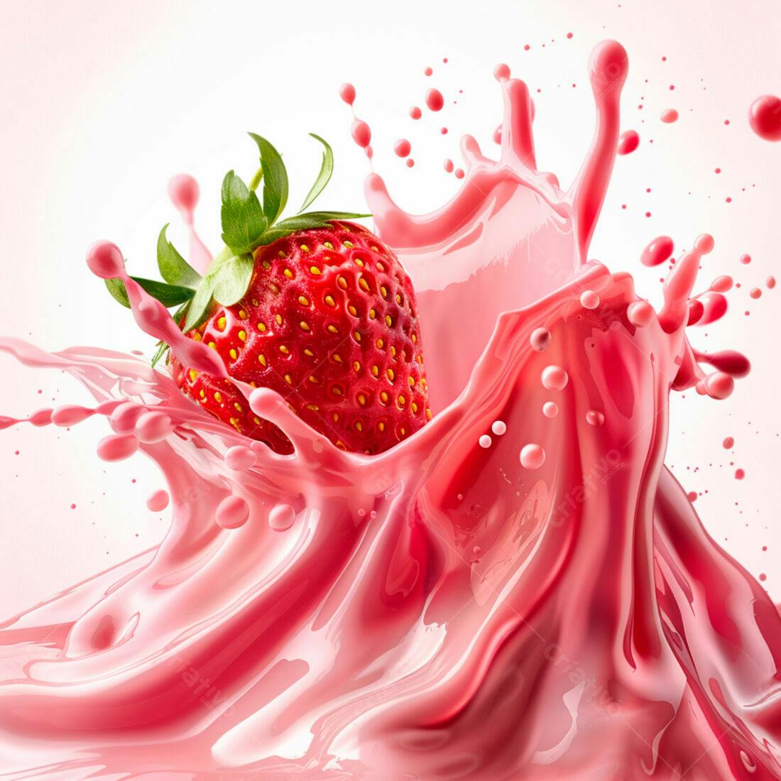 Morango em Splash de Smoothie Rosa