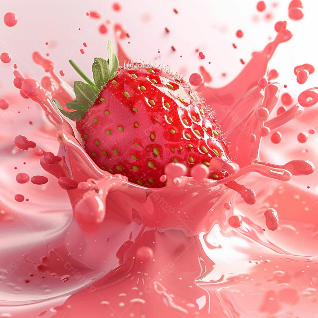 Morango em Splash Rosa Vibrantes